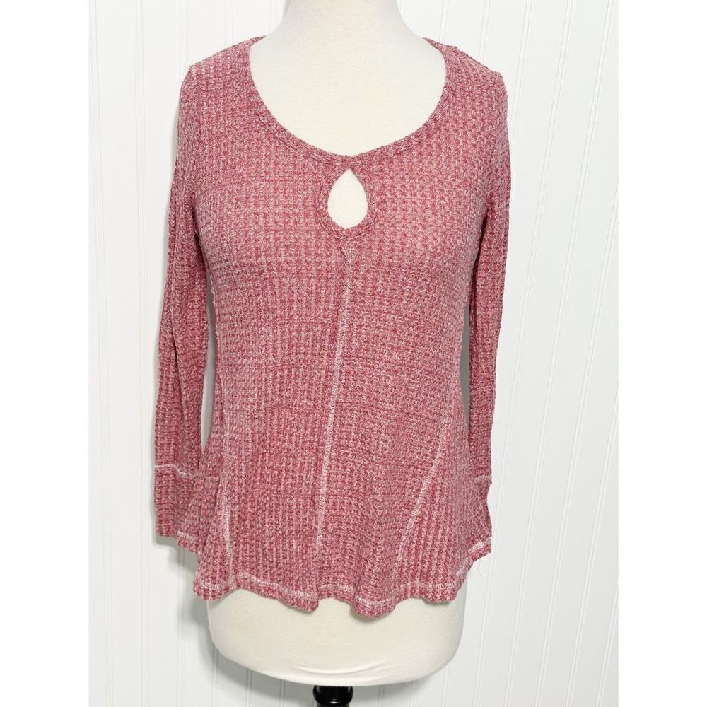 Almost Famous‎ Knit Scoop Neck Long Sleeve Top Heather Reddish Pink Size Medium